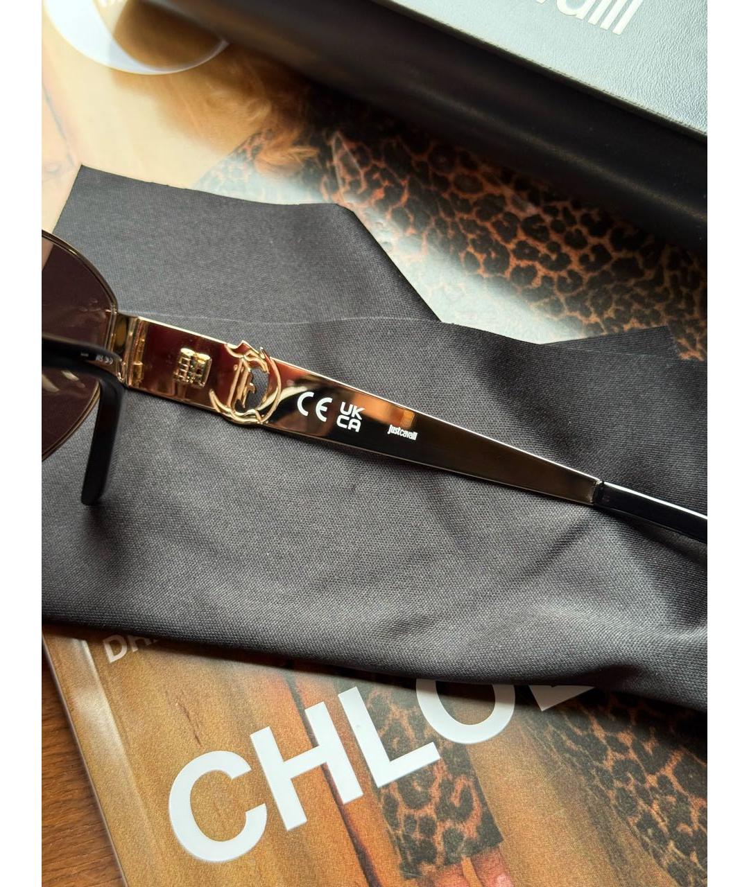 JUST CAVALLI Золотые солнцезащитные очки, фото 4