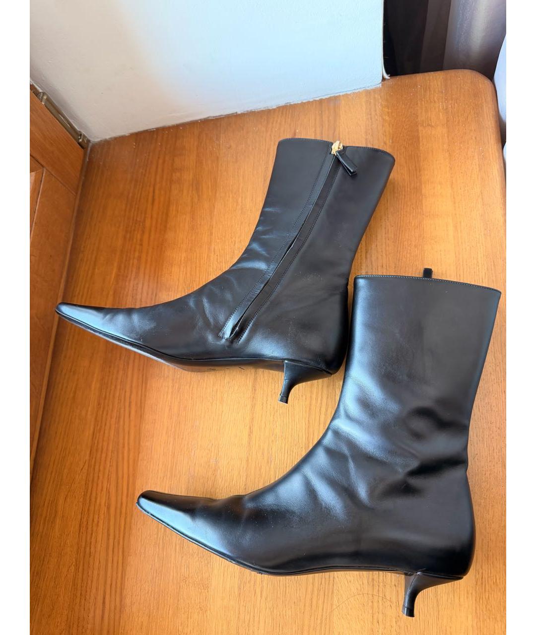 THE ROW Черные кожаные полусапоги, фото 7