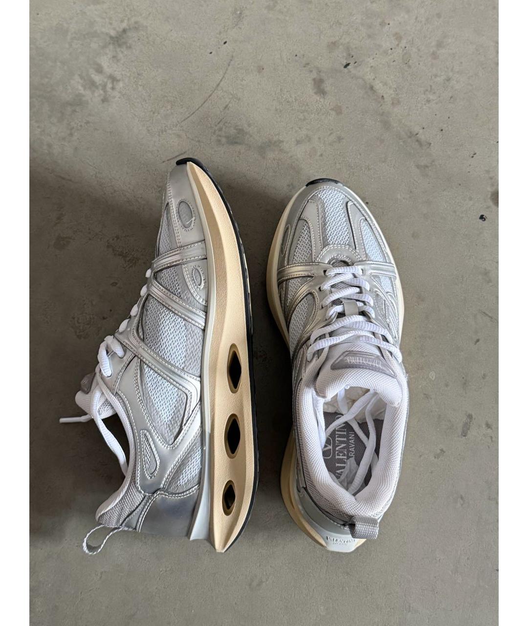 VALENTINO Серебряные текстильные кроссовки, фото 6