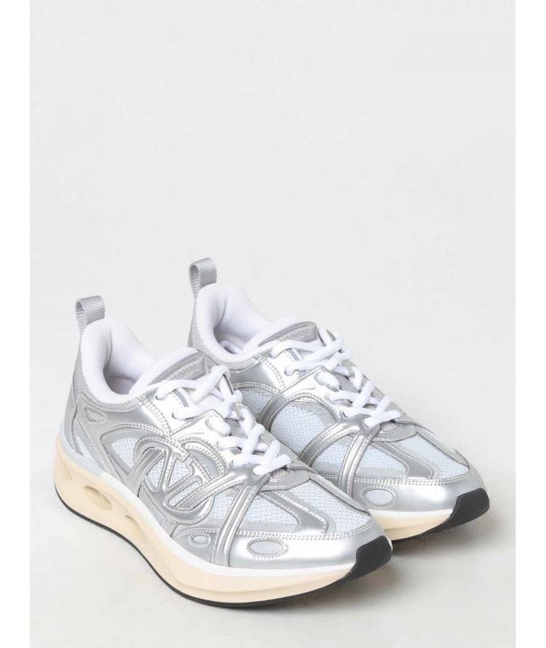 VALENTINO Серебряные текстильные кроссовки, фото 8