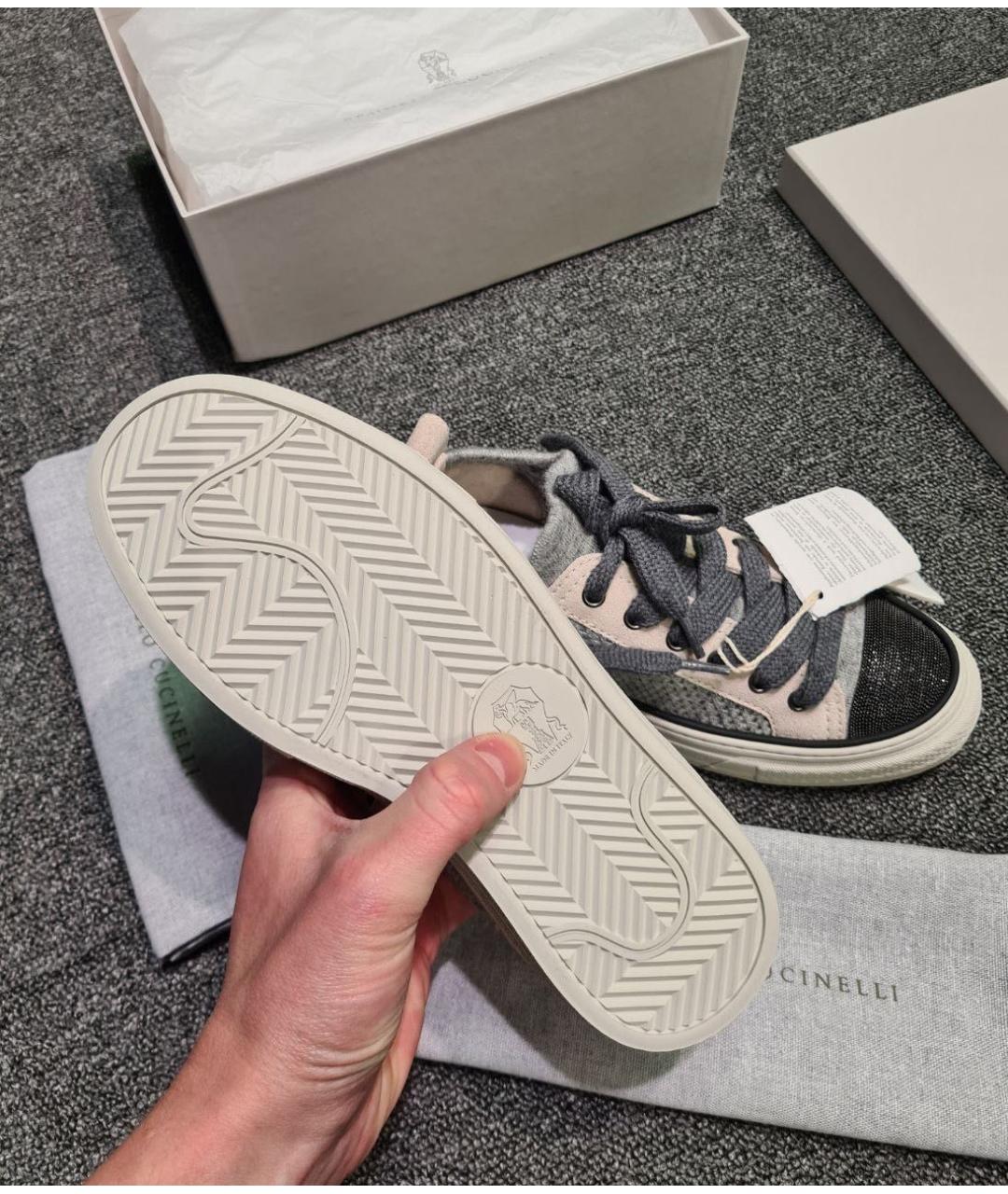 BRUNELLO CUCINELLI Серые текстильные кеды, фото 6