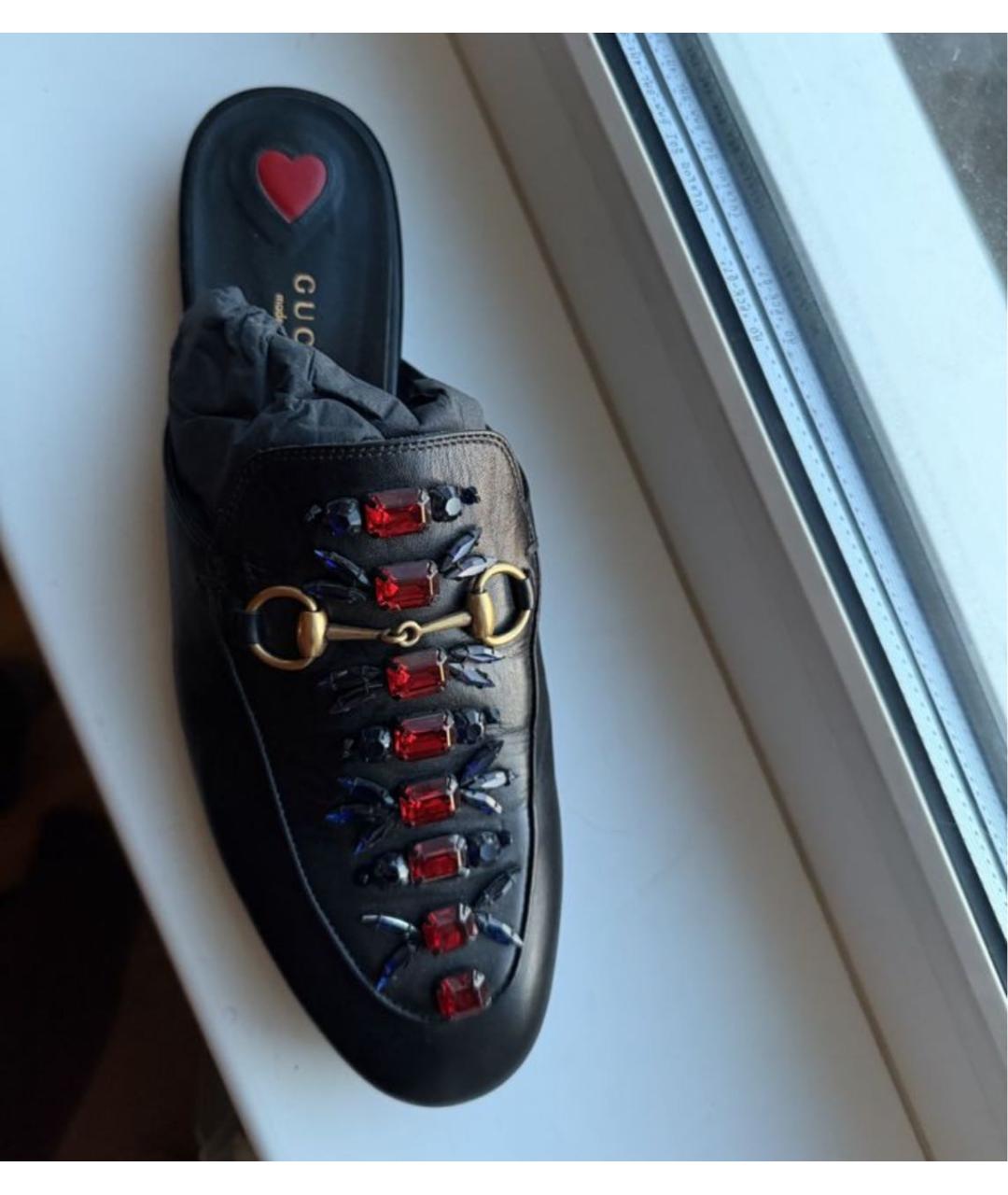 GUCCI Черные кожаные мюли, фото 4