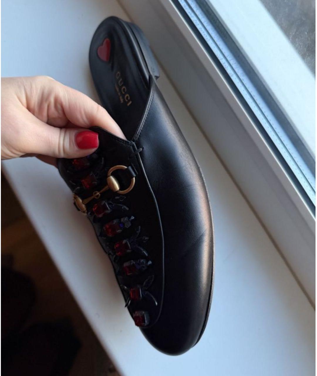 GUCCI Черные кожаные мюли, фото 3