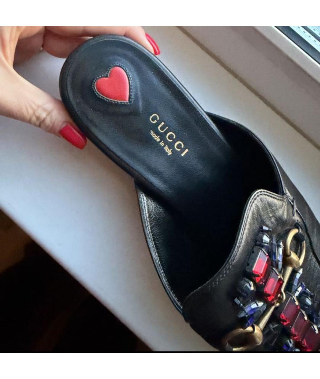 GUCCI Черные кожаные мюли, фото 5