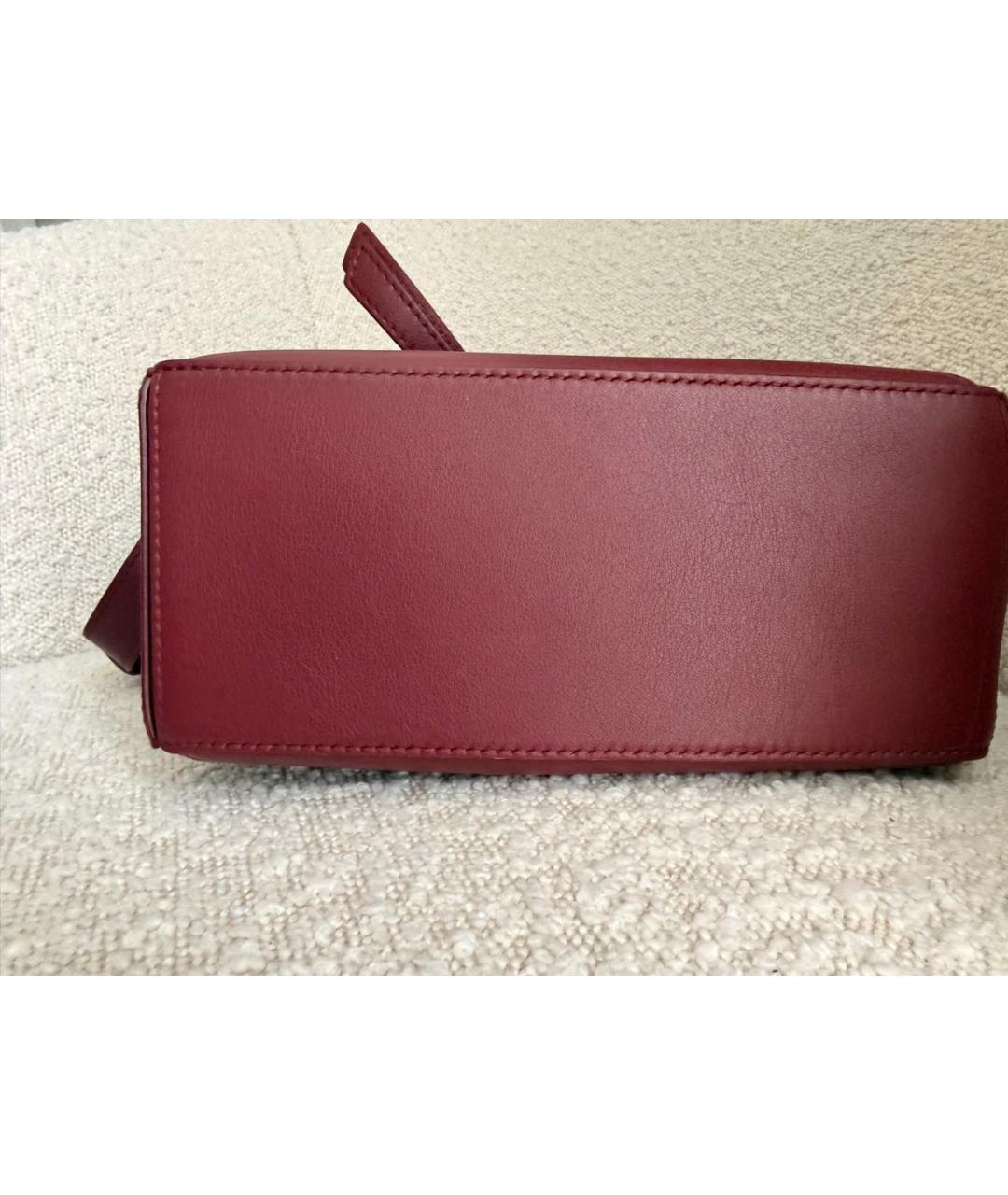 LOEWE Бордовая кожаная сумка с короткими ручками, фото 5