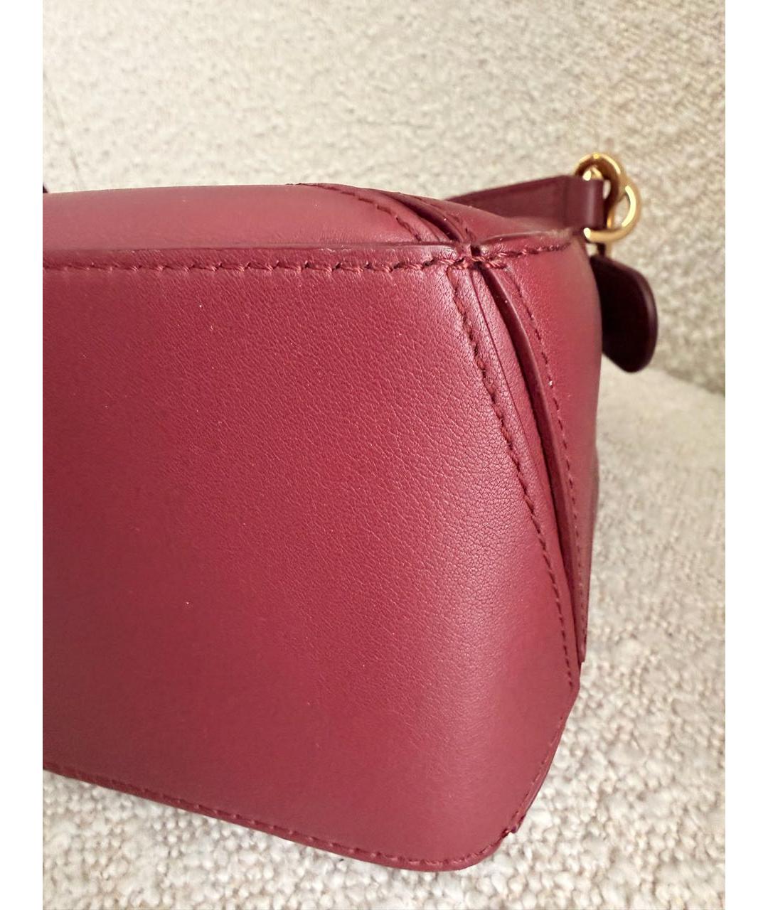 LOEWE Бордовая кожаная сумка с короткими ручками, фото 7