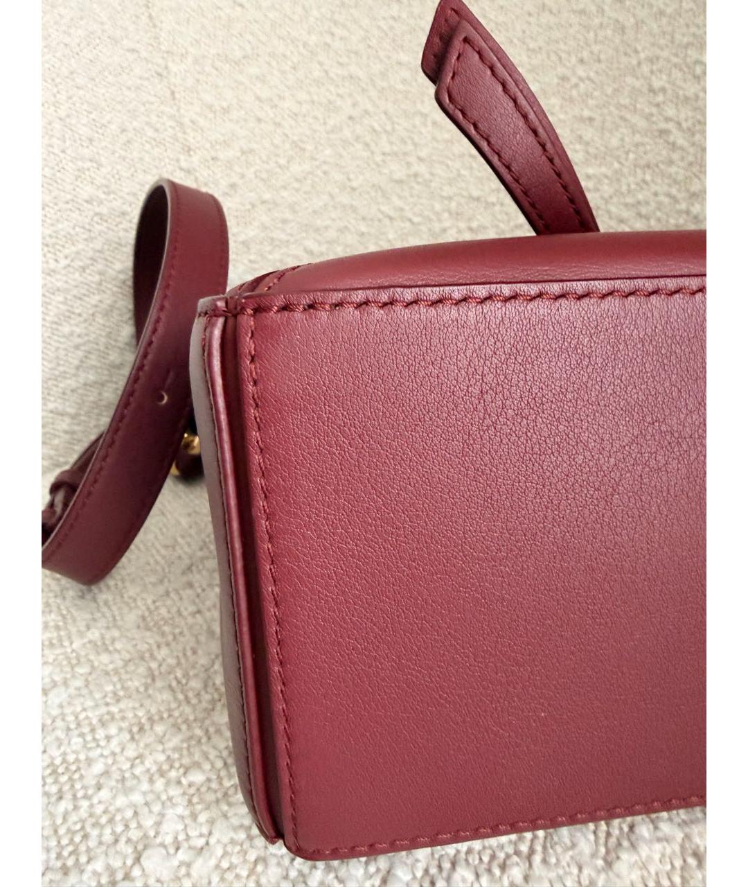 LOEWE Бордовая кожаная сумка с короткими ручками, фото 8