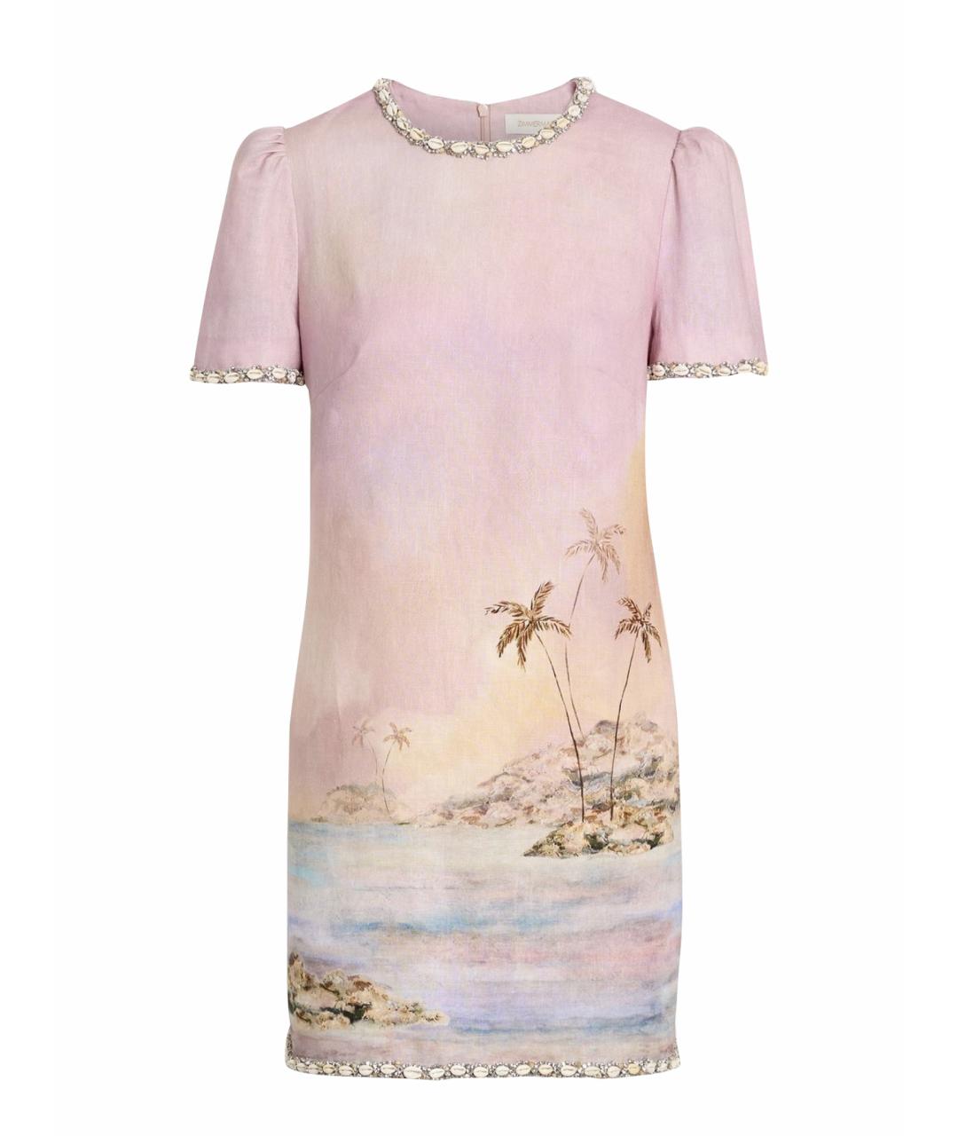 ZIMMERMANN Фиолетовое льняное коктейльное платье, фото 1