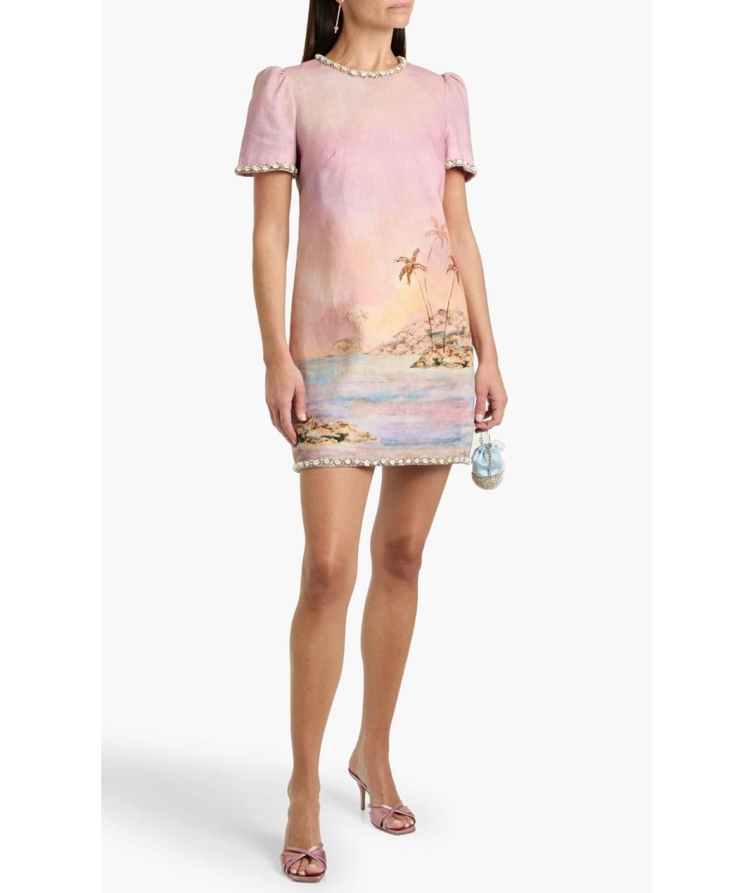 ZIMMERMANN Фиолетовое льняное коктейльное платье, фото 2