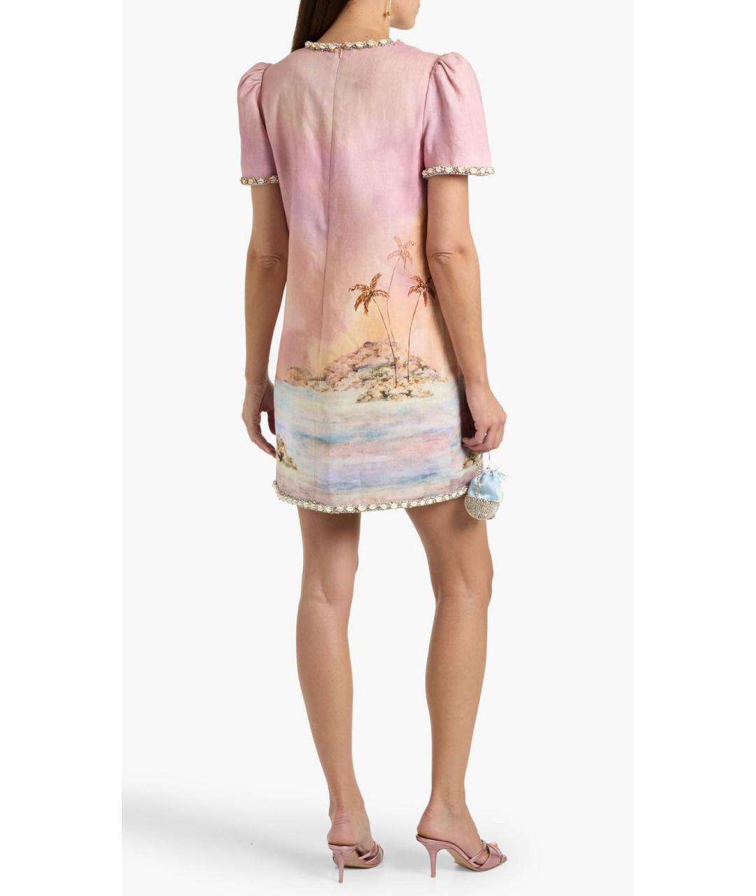 ZIMMERMANN Фиолетовое льняное коктейльное платье, фото 3