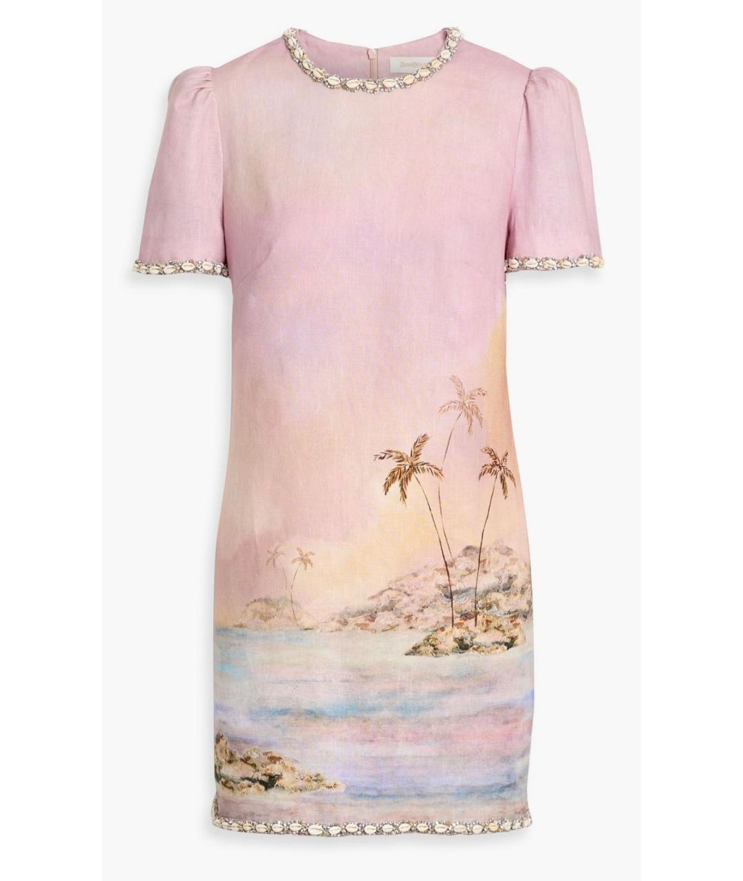 ZIMMERMANN Фиолетовое льняное коктейльное платье, фото 5