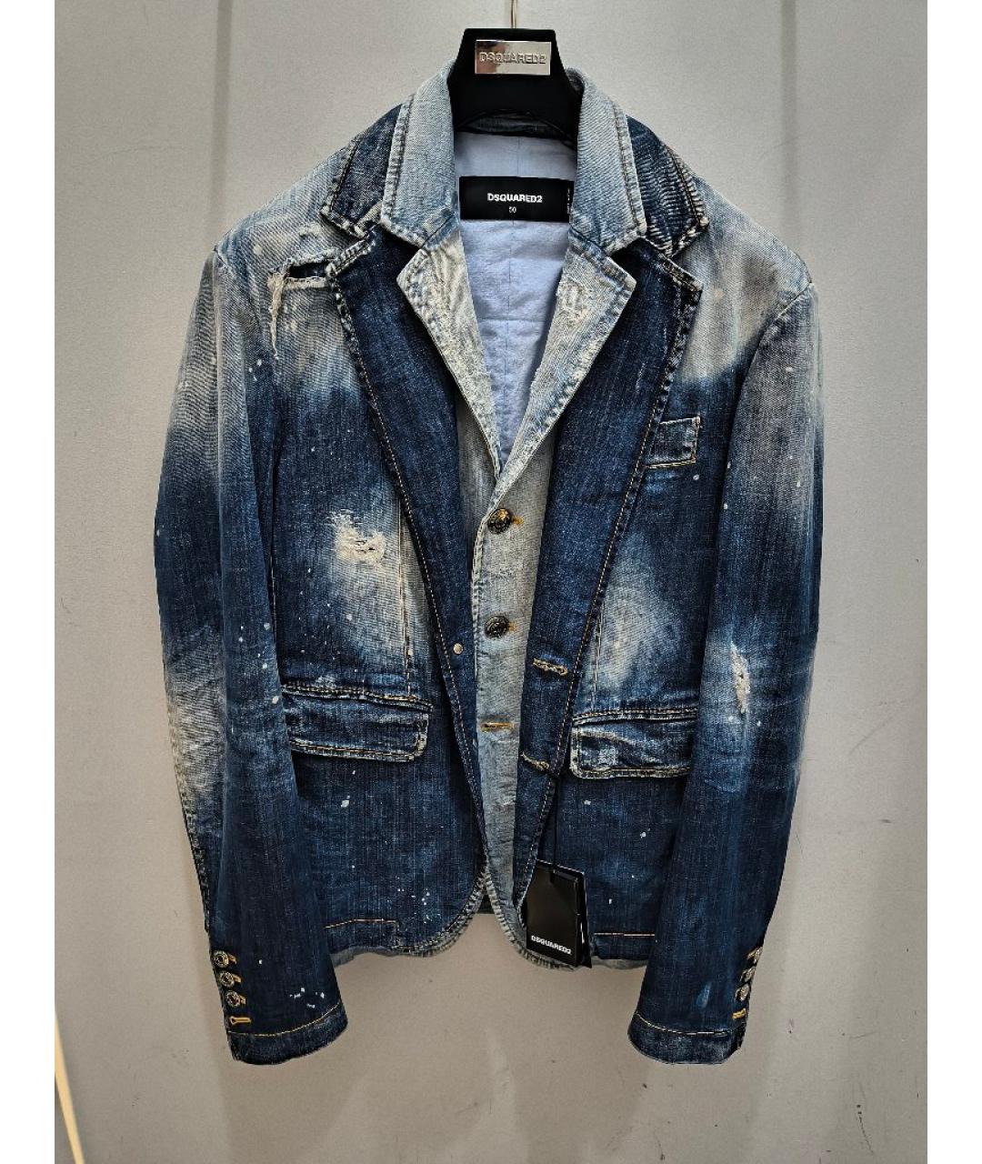 DSQUARED2 Синий деним пиджак, фото 8