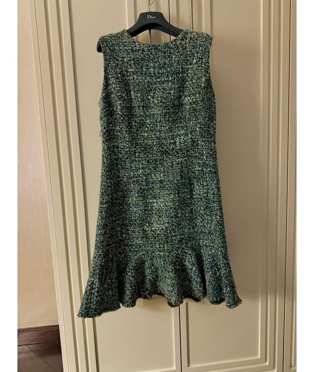 DOLCE&GABBANA Зеленые шерстяное повседневное платье, фото 9