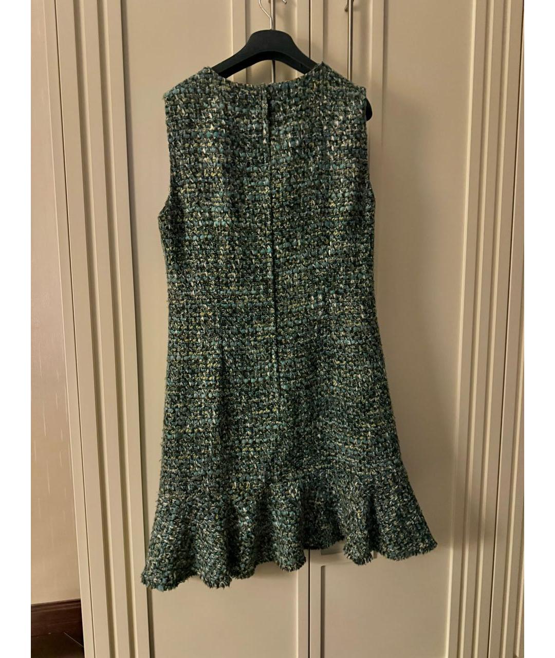 DOLCE&GABBANA Зеленые шерстяное повседневное платье, фото 2