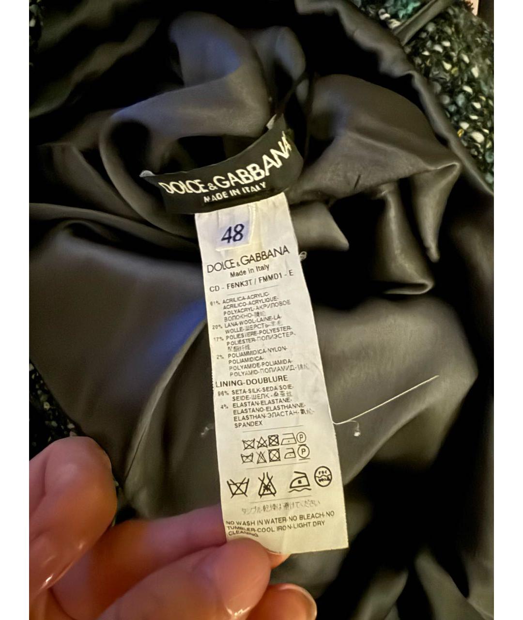 DOLCE&GABBANA Зеленые шерстяное повседневное платье, фото 3