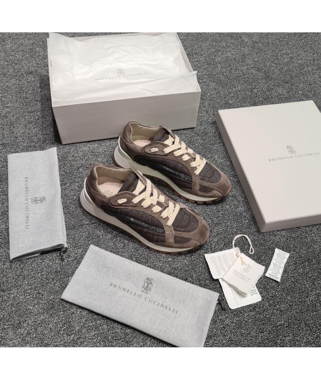 BRUNELLO CUCINELLI Коричневые замшевые кроссовки, фото 6
