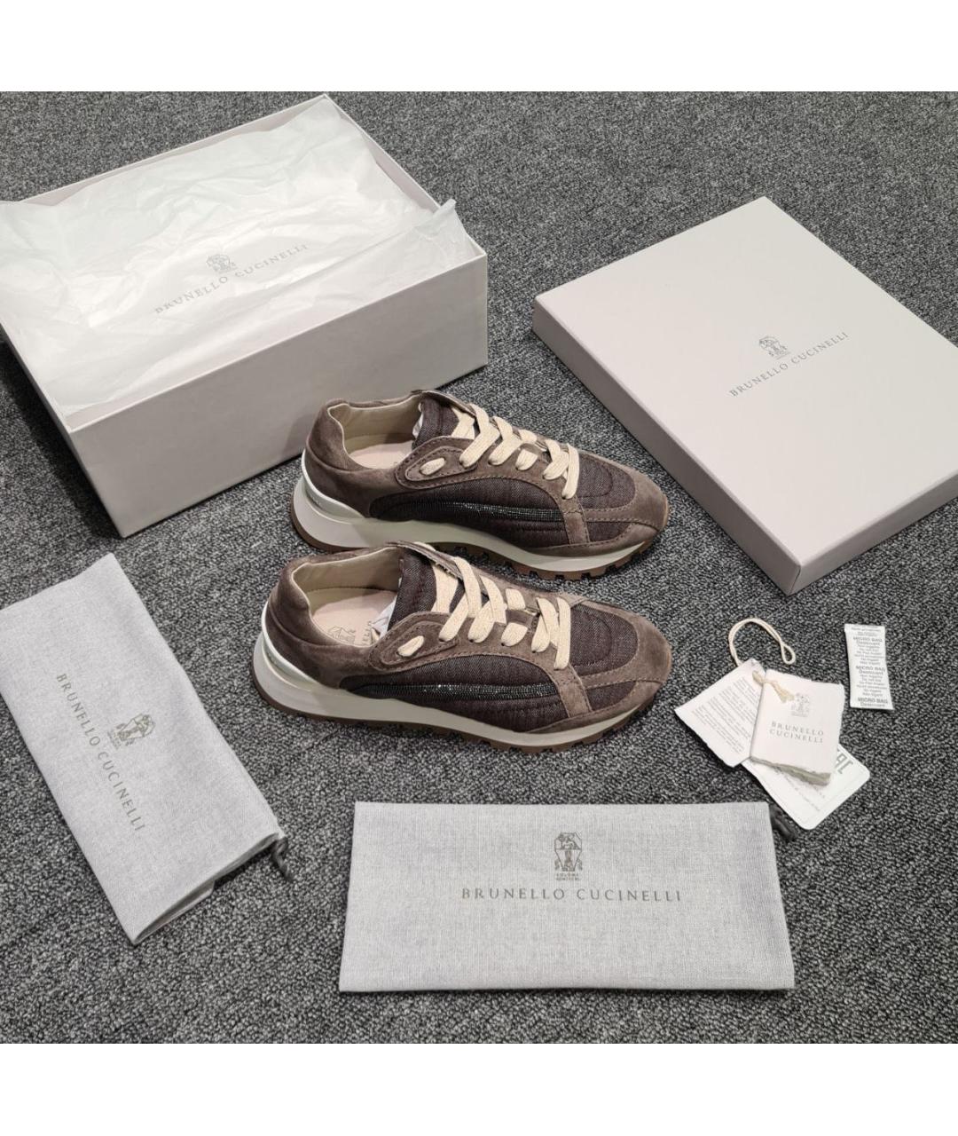 BRUNELLO CUCINELLI Коричневые замшевые кроссовки, фото 2