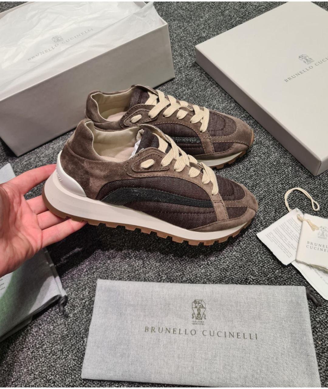 BRUNELLO CUCINELLI Коричневые замшевые кроссовки, фото 8