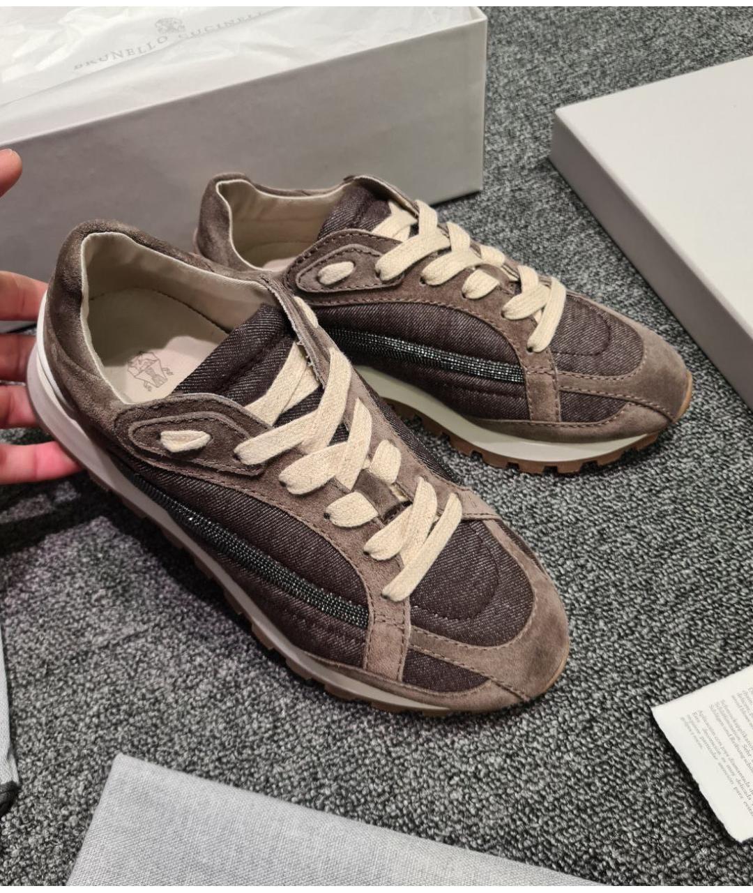 BRUNELLO CUCINELLI Коричневые замшевые кроссовки, фото 4
