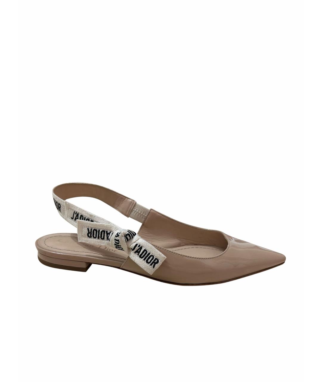 CHRISTIAN DIOR Бежевые мюли из лакированной кожи, фото 1