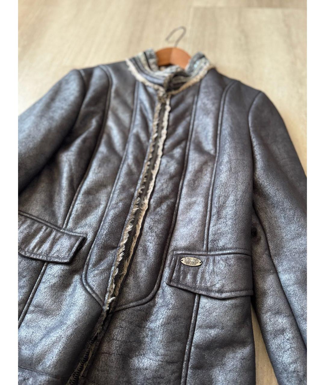 LIU JO Антрацитовая полиэстеровая дубленка, фото 5