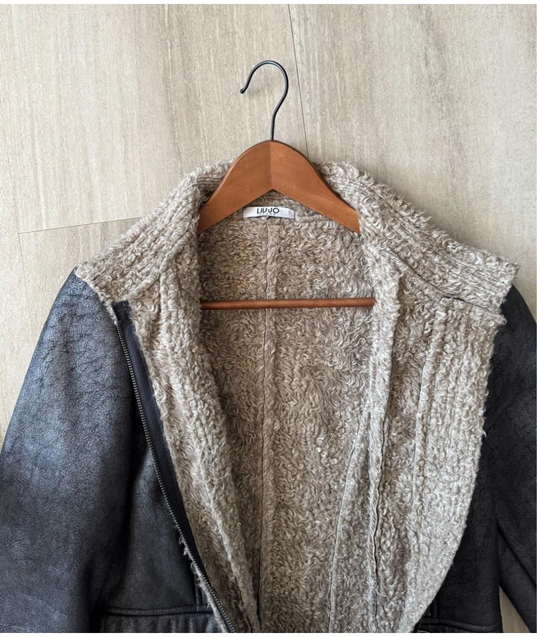 LIU JO Антрацитовая полиэстеровая дубленка, фото 6