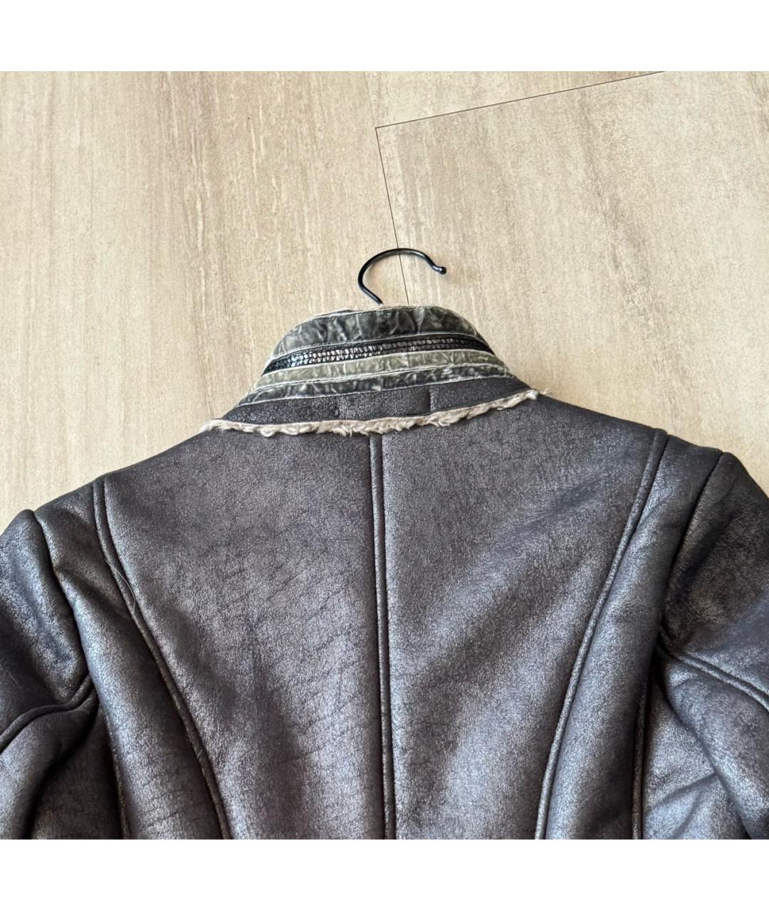 LIU JO Антрацитовая полиэстеровая дубленка, фото 3