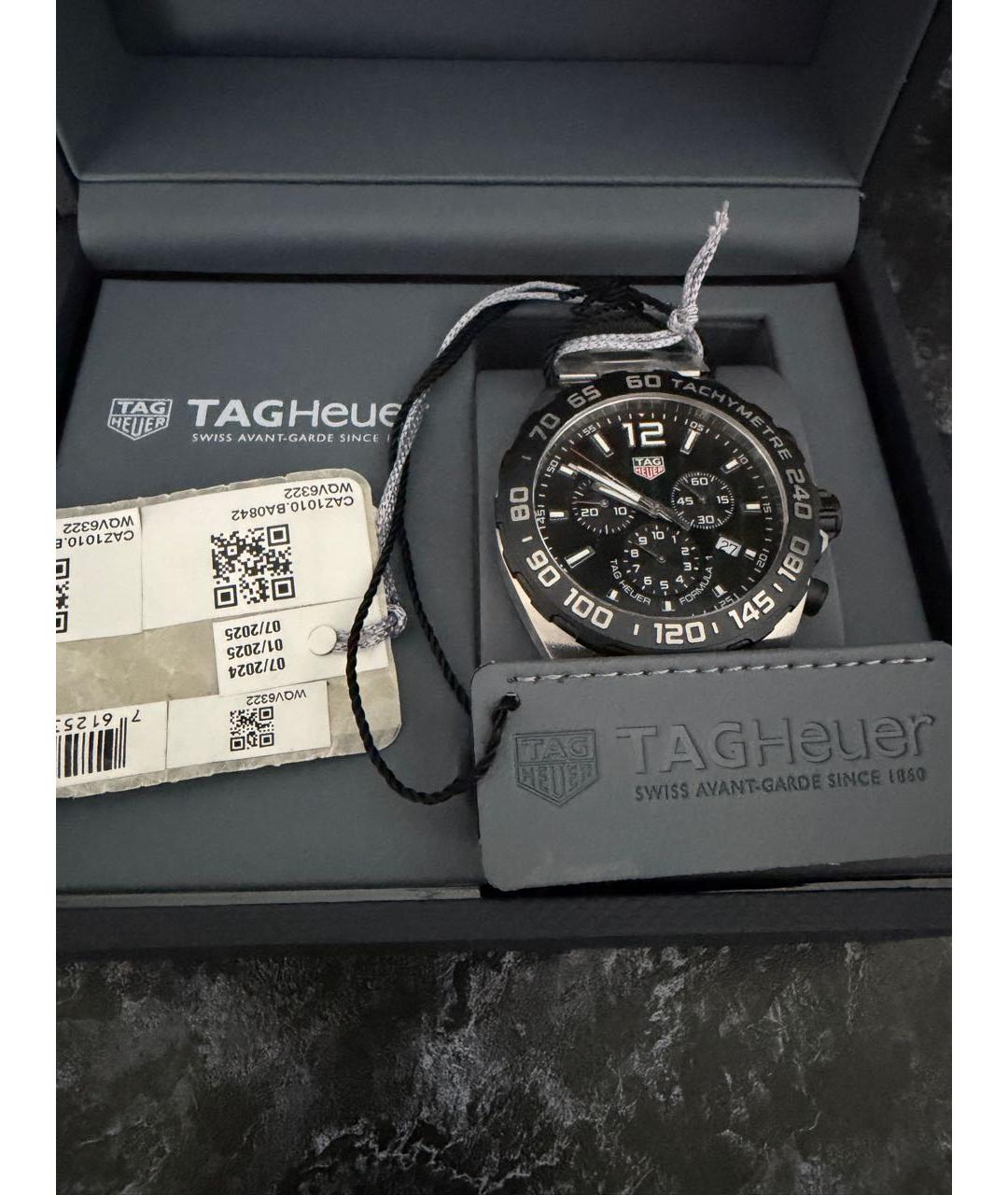 TAG HEUER Антрацитовые стальные часы, фото 5