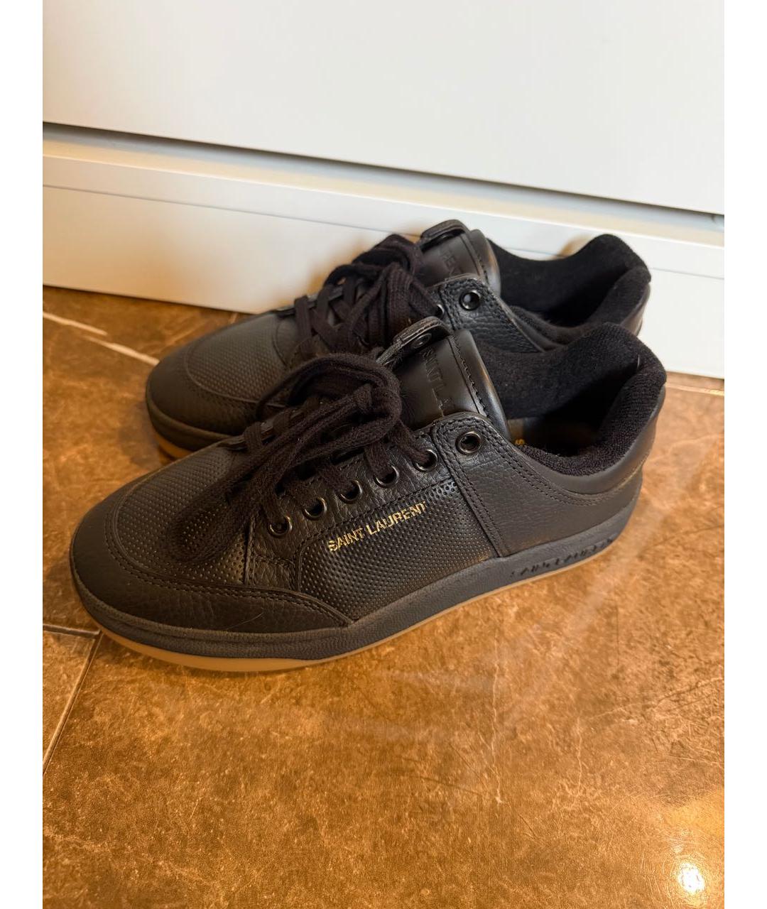 SAINT LAURENT Черные кожаные кеды, фото 2