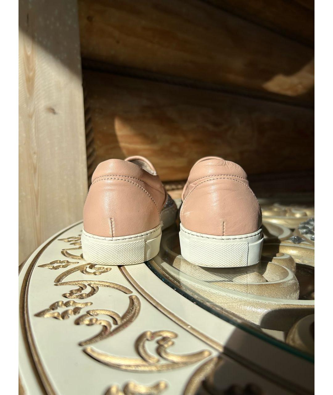 LE SILLA Бежевые кожаные слипоны, фото 4