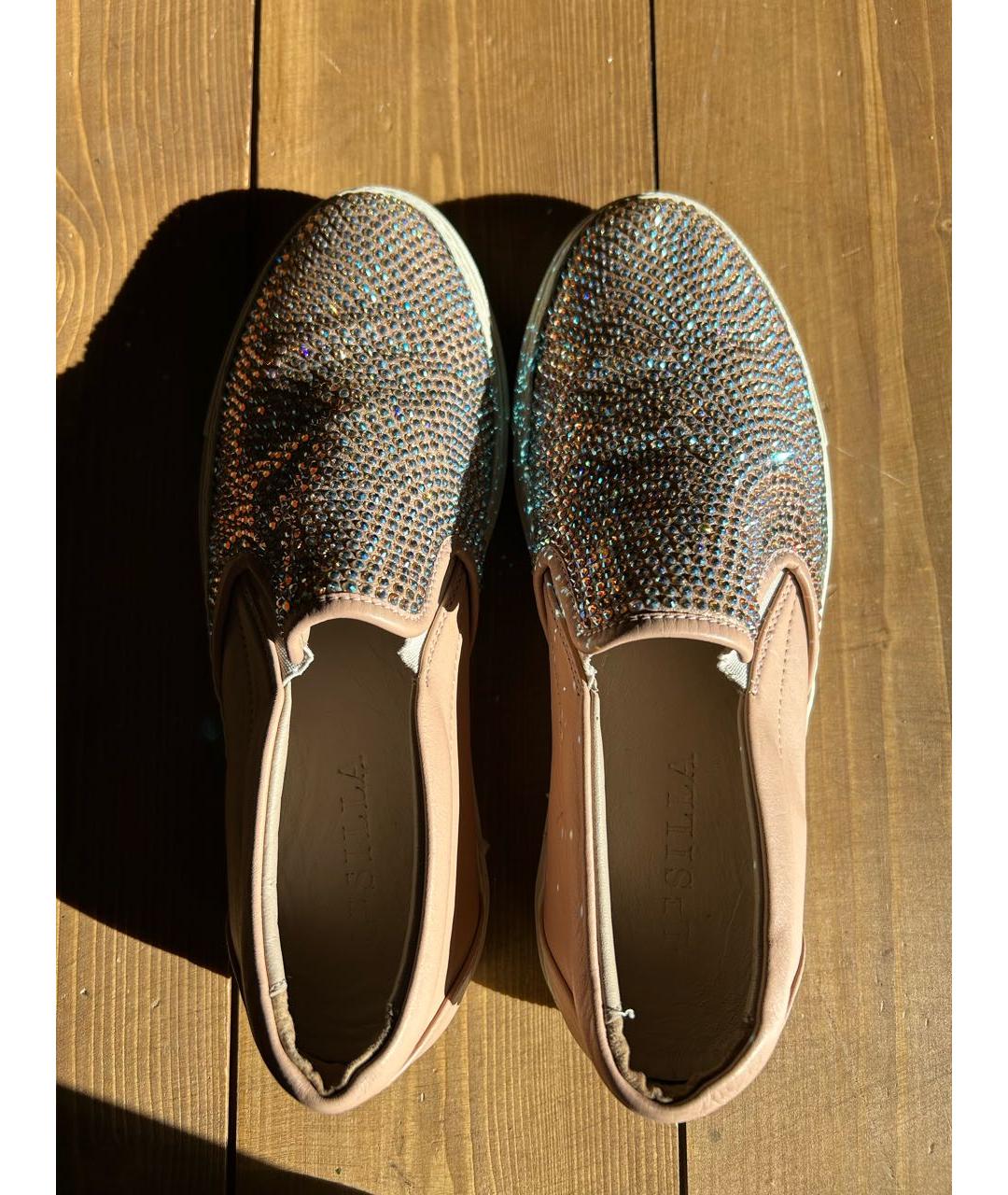 LE SILLA Бежевые кожаные слипоны, фото 3