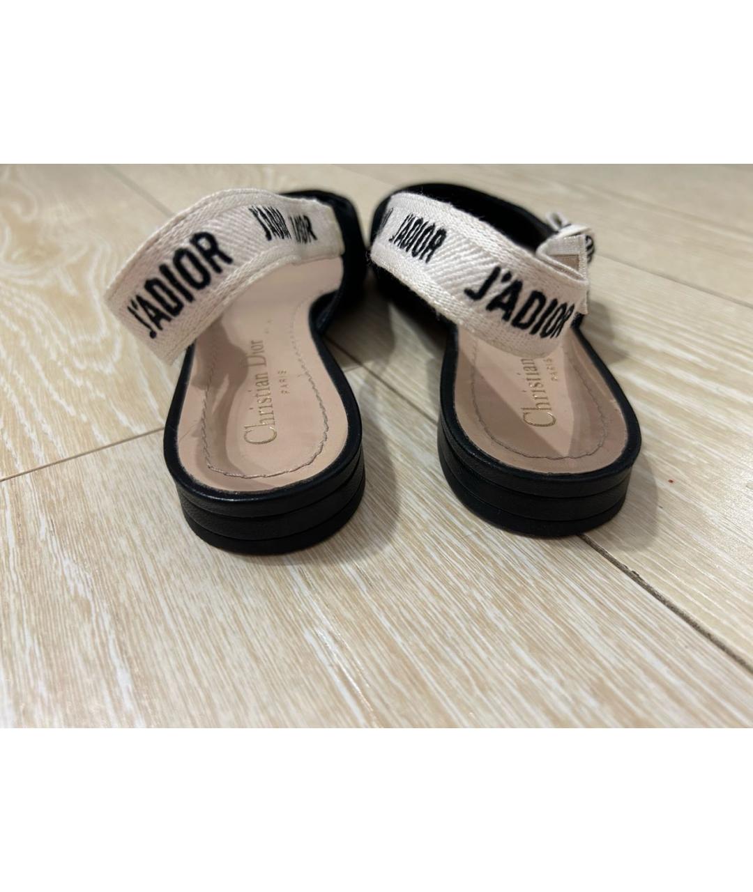 CHRISTIAN DIOR Черные текстильные мюли, фото 4