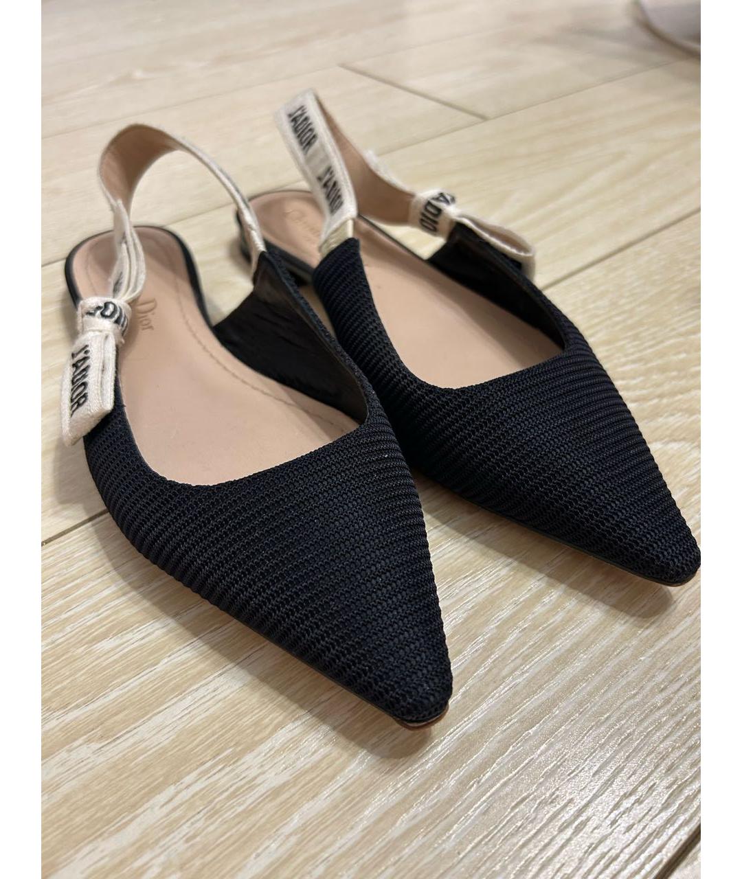 CHRISTIAN DIOR Черные текстильные мюли, фото 5