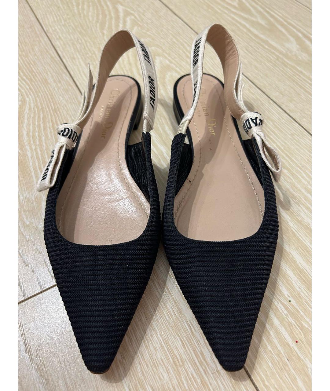 CHRISTIAN DIOR Черные текстильные мюли, фото 2