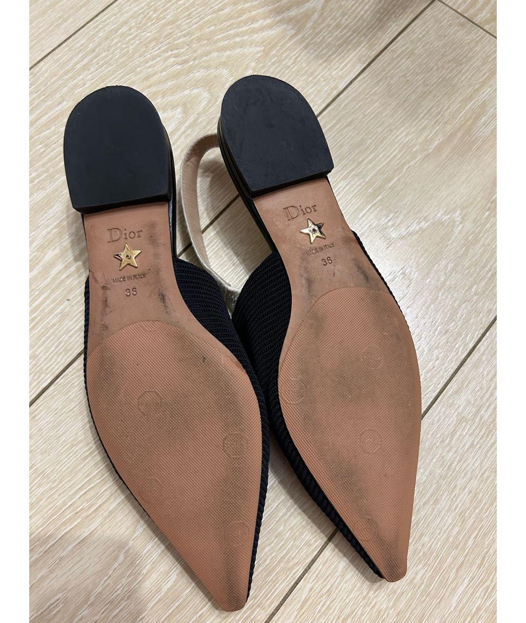 CHRISTIAN DIOR Черные текстильные мюли, фото 8