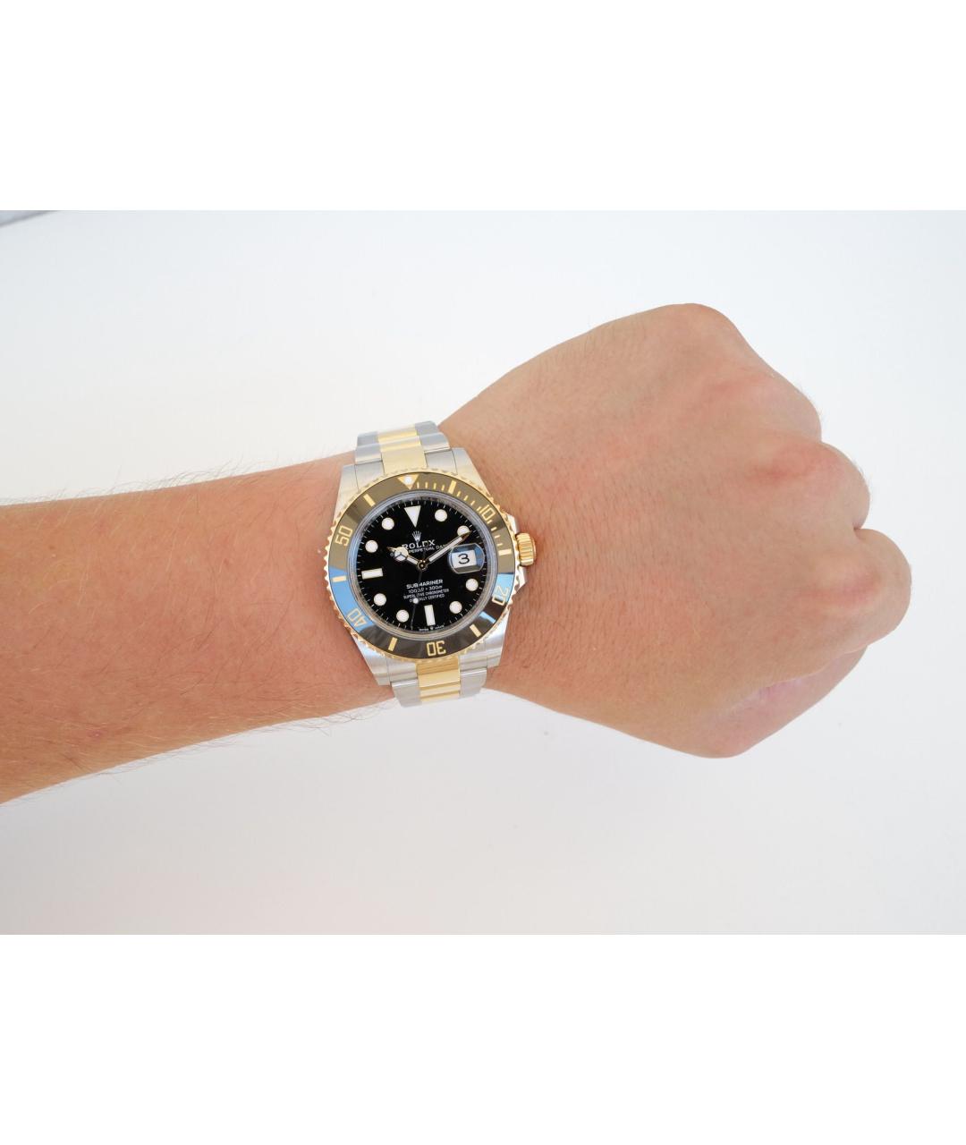 ROLEX Черные часы из желтого золота, фото 4