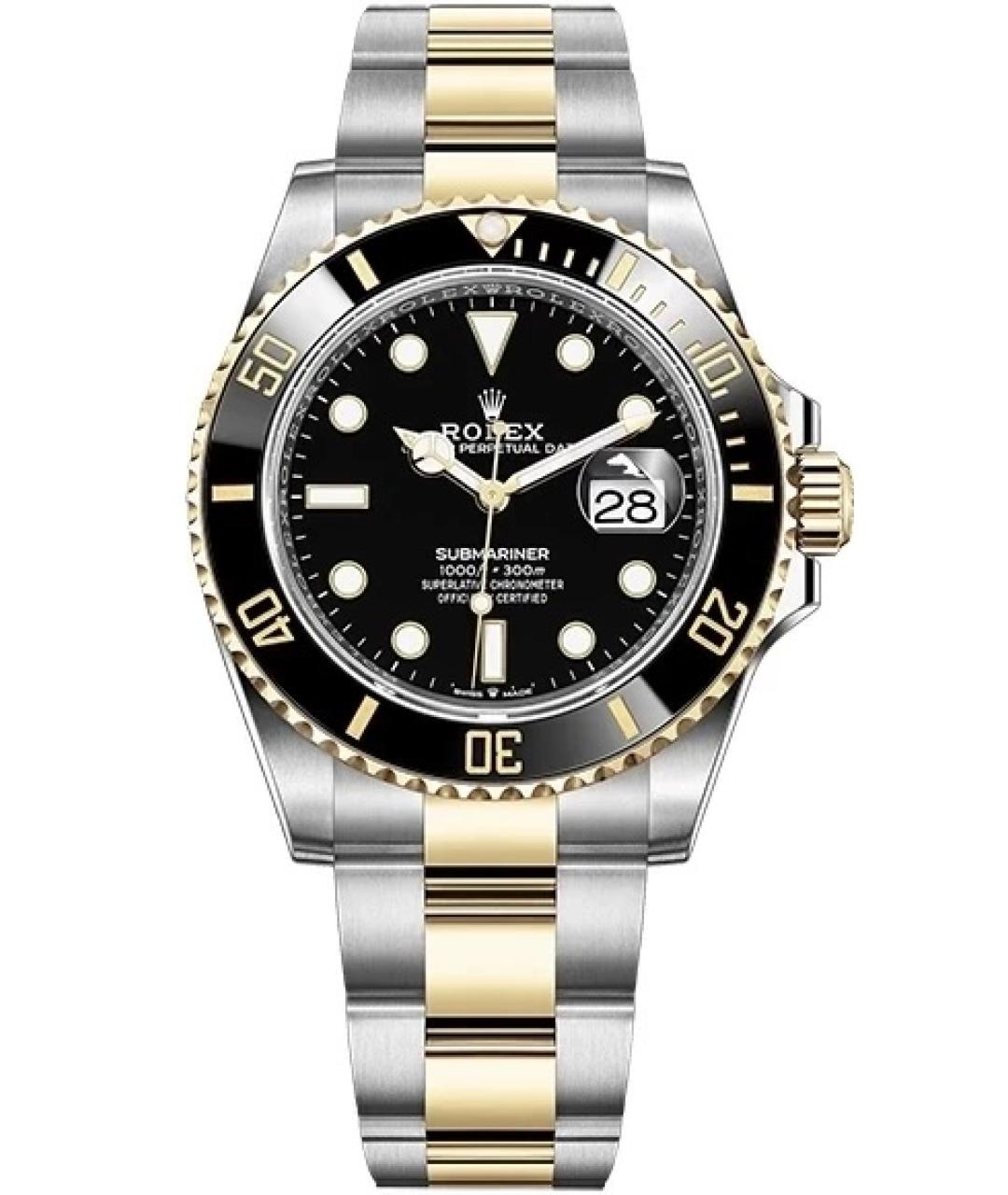 ROLEX Черные часы из желтого золота, фото 1