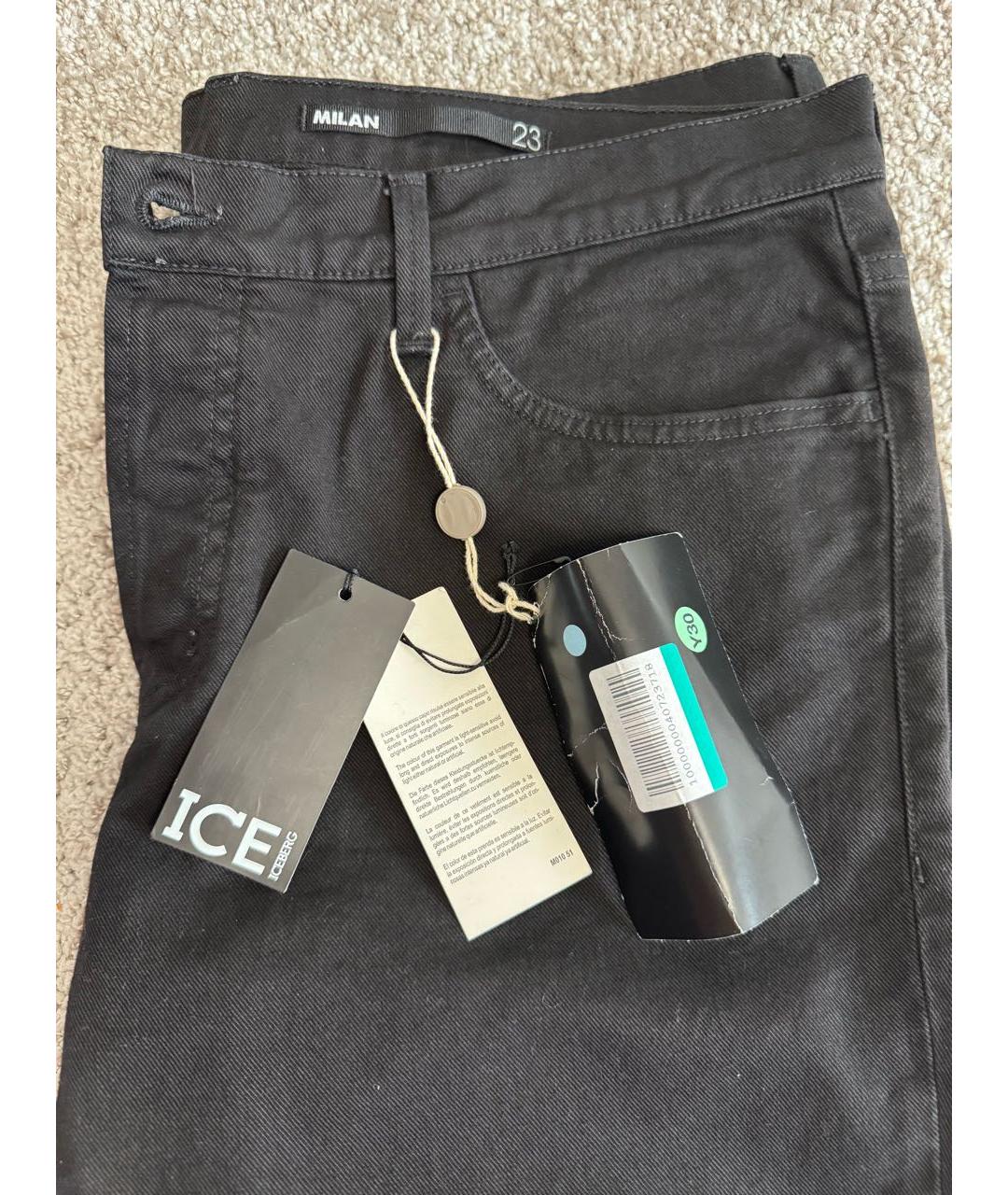 ICEBERG Черные хлопковые прямые джинсы, фото 3