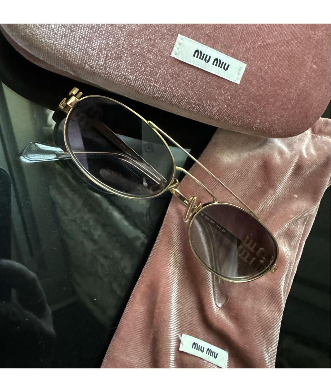 MIU MIU Золотые металлические солнцезащитные очки, фото 5