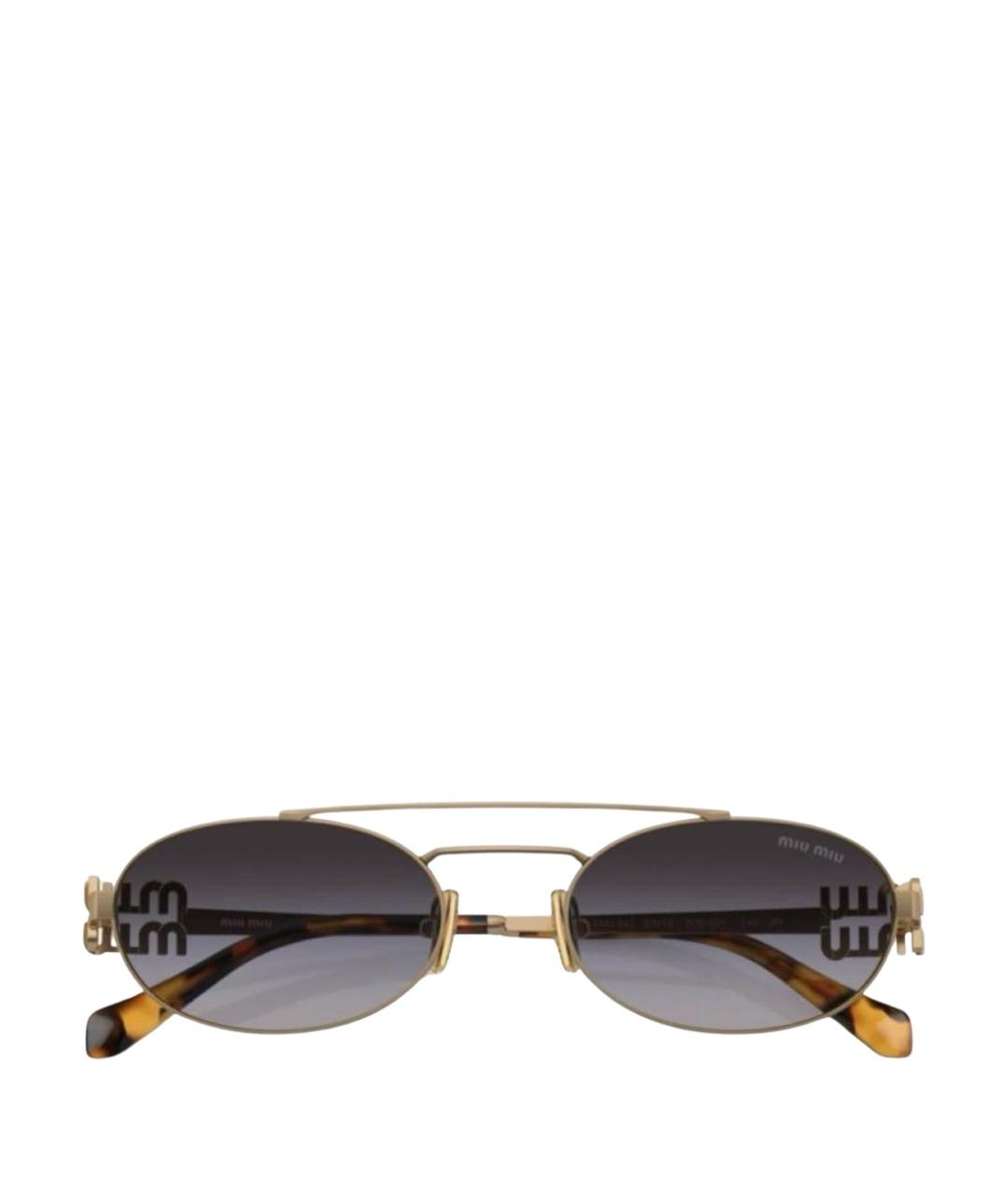 MIU MIU Золотые металлические солнцезащитные очки, фото 1