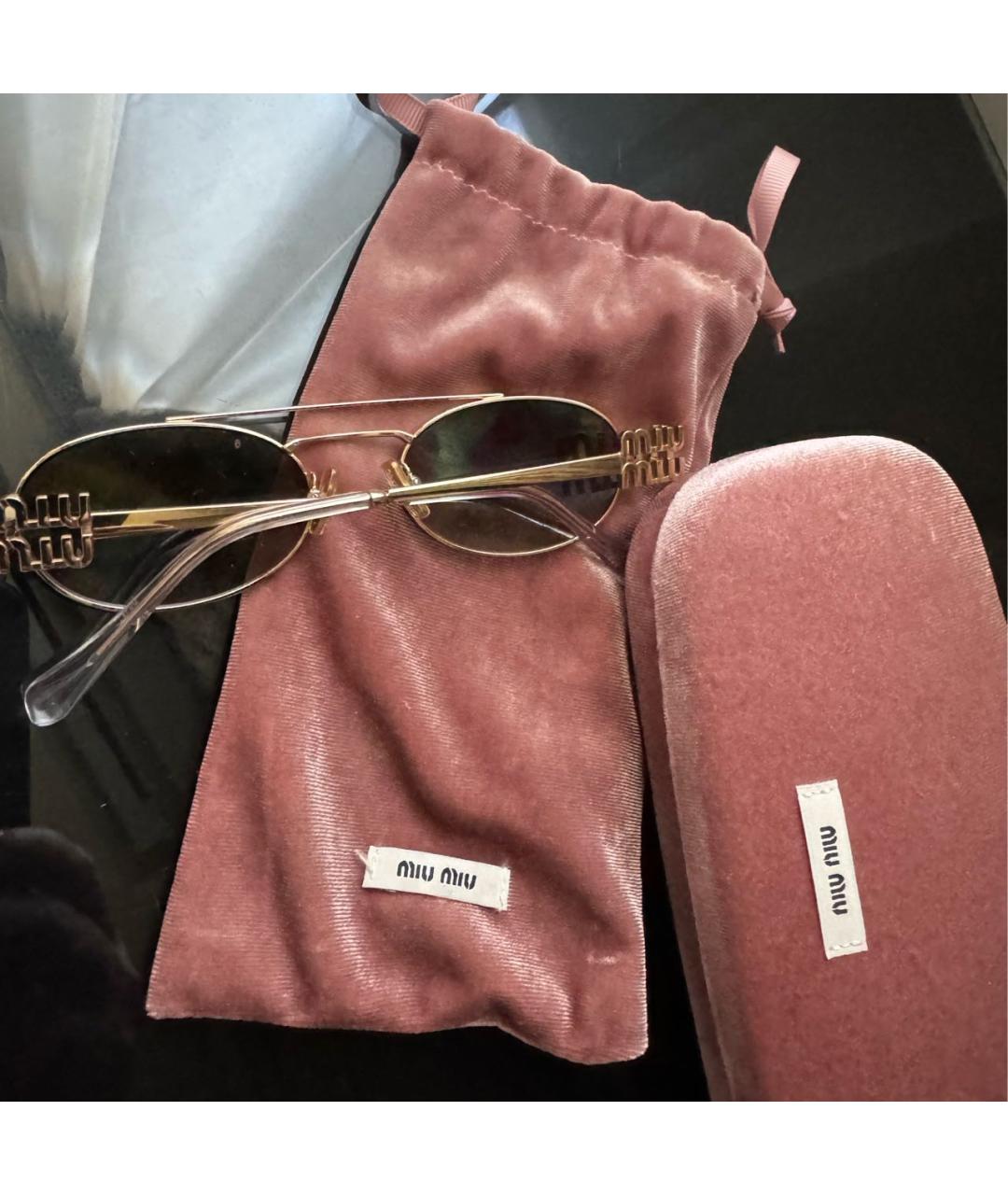 MIU MIU Золотые металлические солнцезащитные очки, фото 4