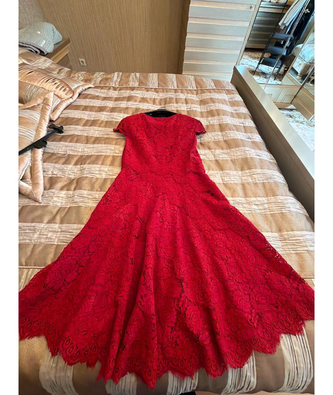 CAROLINA HERRERA Красное кружевное коктейльное платье, фото 2