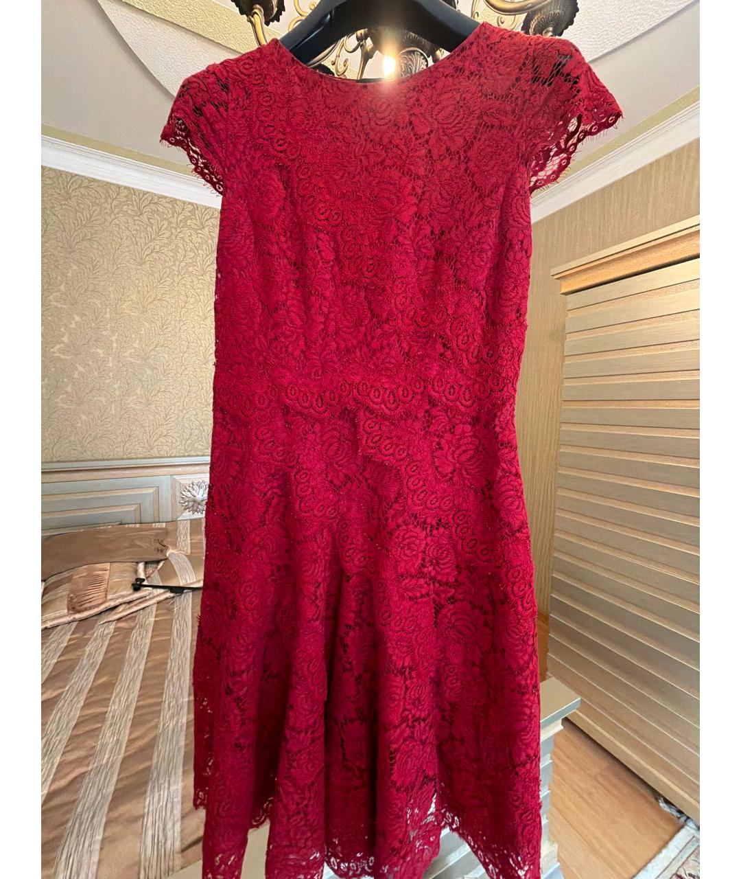 CAROLINA HERRERA Красное кружевное коктейльное платье, фото 3