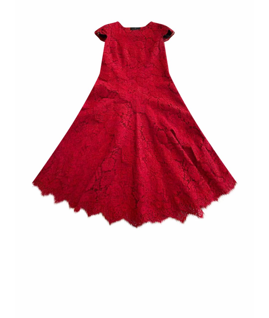 CAROLINA HERRERA Красное кружевное коктейльное платье, фото 1