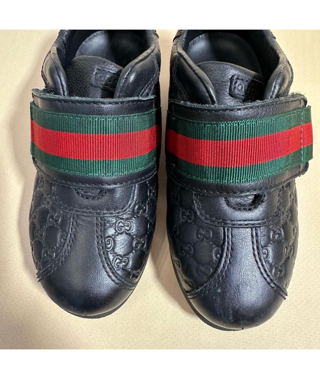 GUCCI Черные кожаные кеды, фото 4