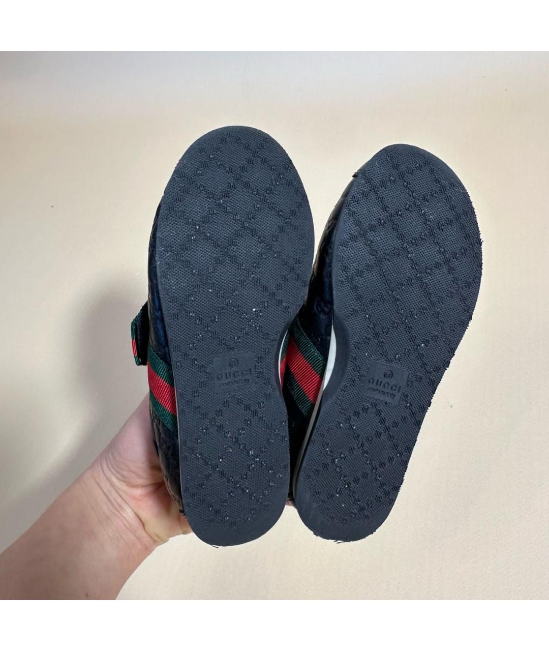 GUCCI Черные кожаные кеды, фото 6