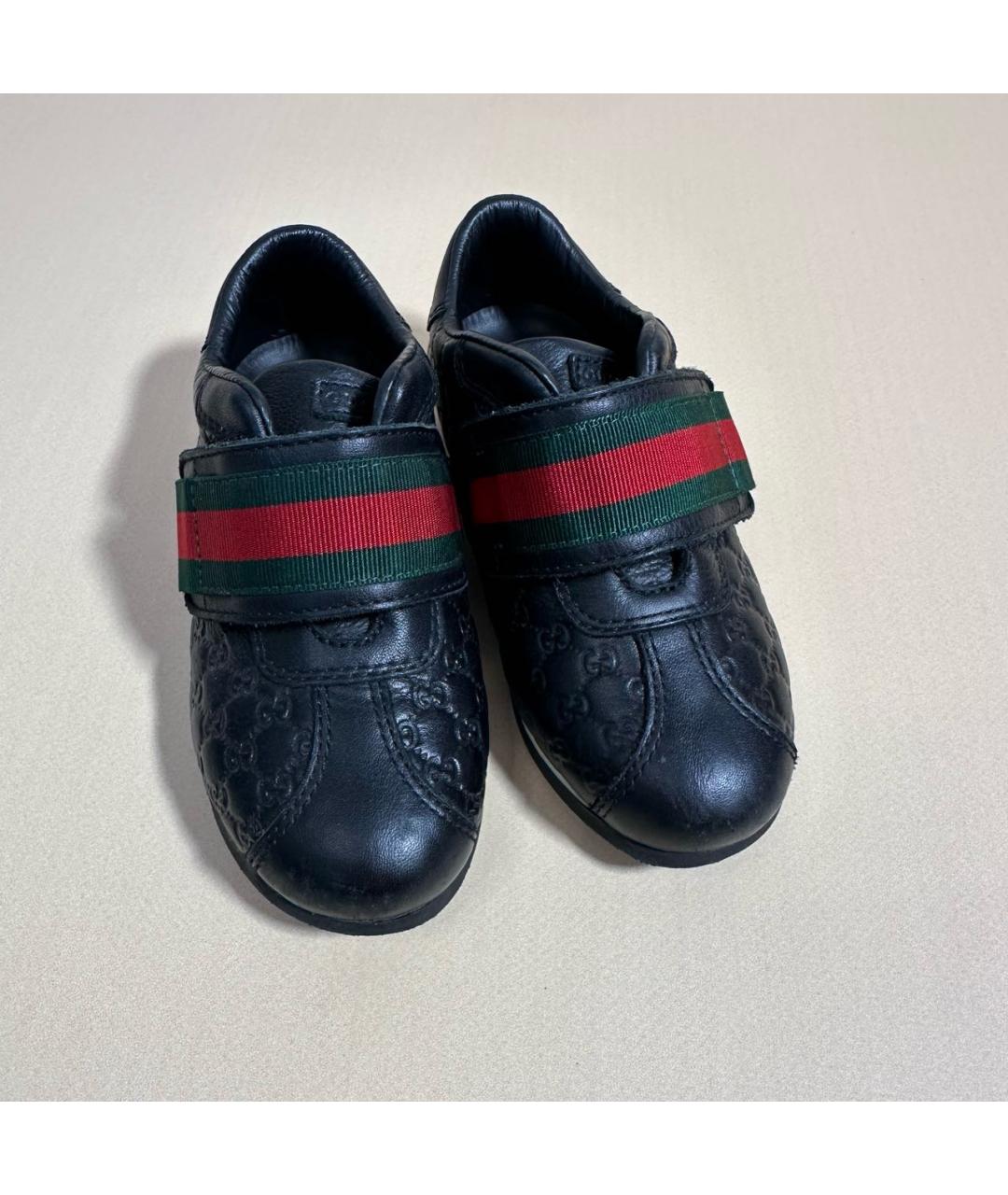 GUCCI Черные кожаные кеды, фото 2