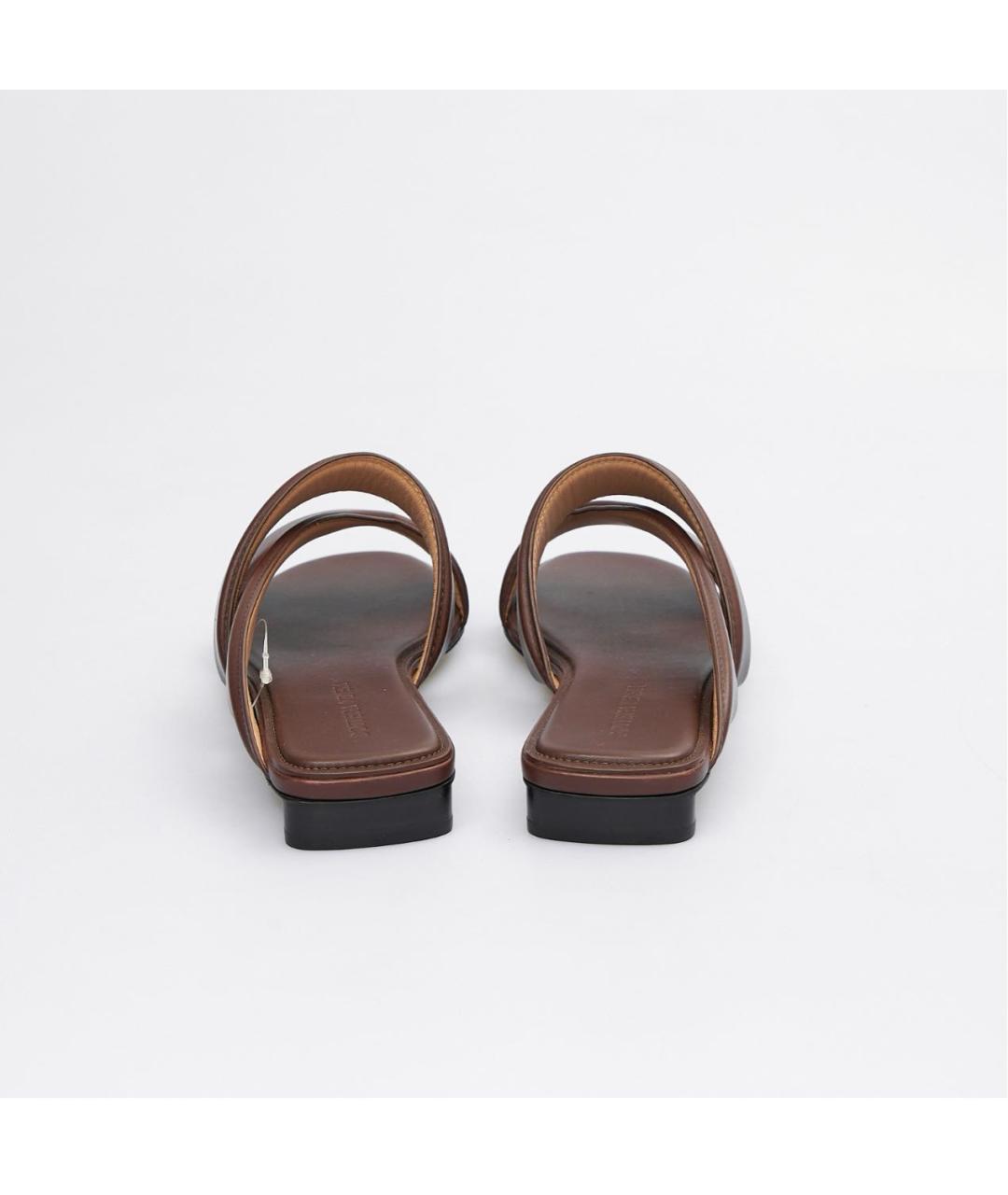 BOTTEGA VENETA Коричневые кожаные шлепанцы, фото 3