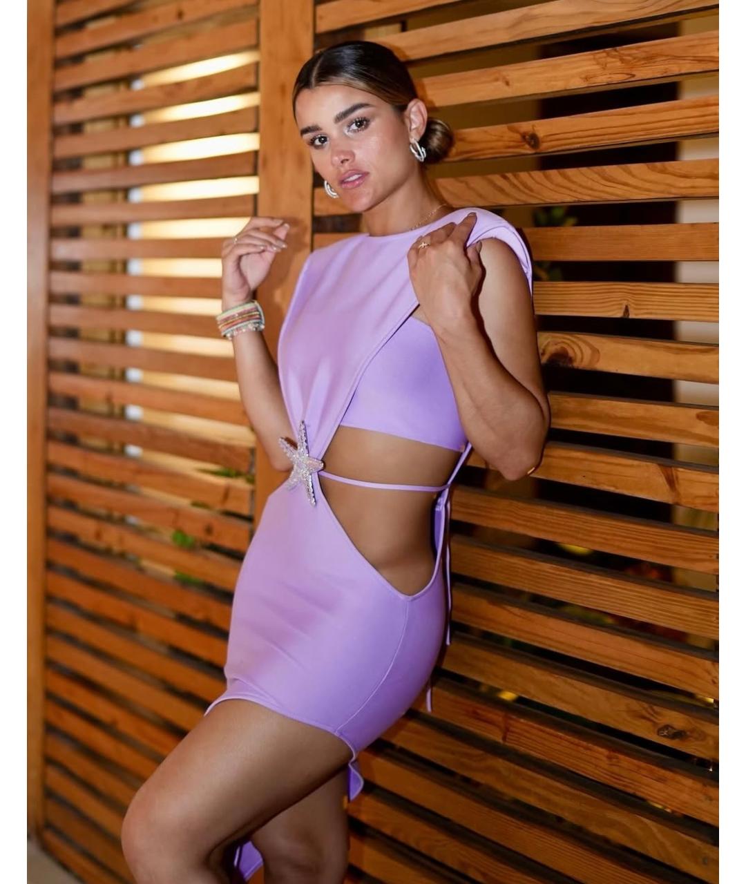 DAVID KOMA Фиолетовое ацетатное коктейльное платье, фото 5