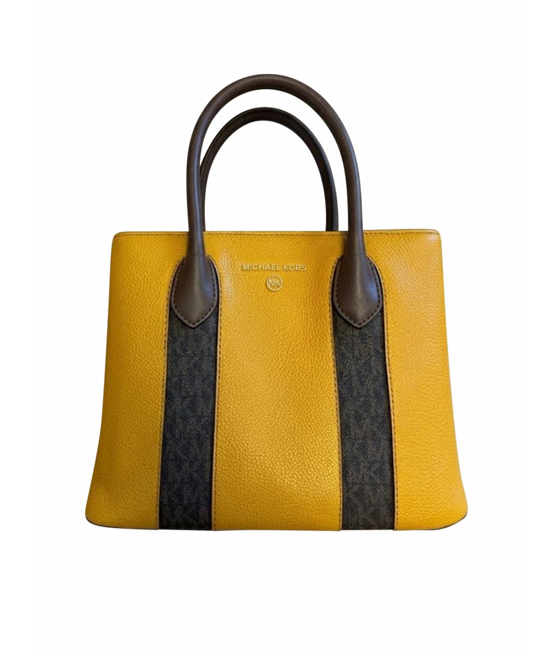 MICHAEL KORS Желтая кожаная сумка с короткими ручками, фото 1